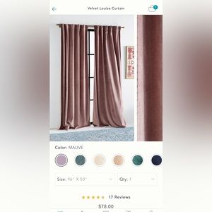 Anthropologie Mauve Velvet Curtains